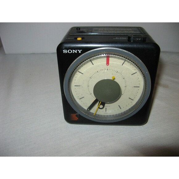 Vintage Black Sony Cube ICF-A10W AM/FM Clock Radio Alarm Tested In Original Box - Picture 2 of 7